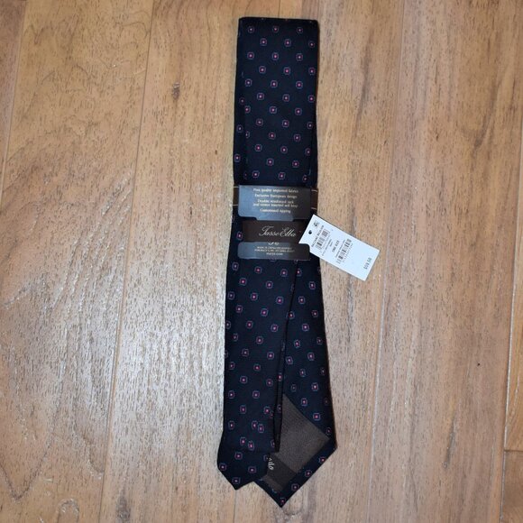 NWT Tasso Elba Blue Print Wool Neck Tie - Picture 3 of 5